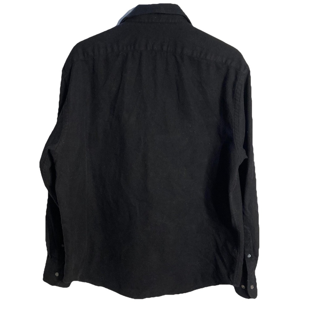 Vtg J Peterman Flannel Button Up Shirt Mens Large Black Made in Portugal - Picture 4 of 8